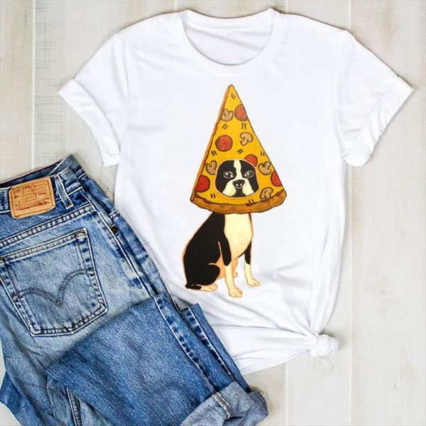 

print dog pet summer women t shirt short sleeve clothes graphic tee clothing, White
