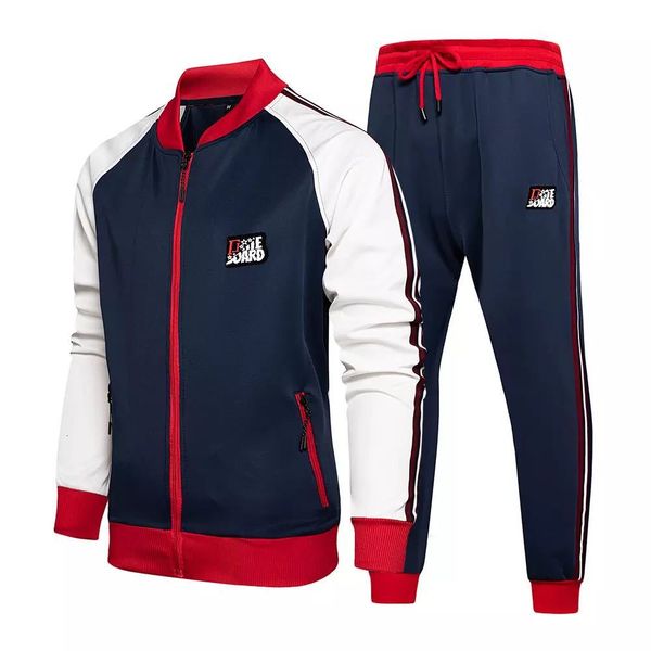 

men's tracksuits sports suit young retro-color fashion correspondent of the cartoons set emblem factory direct sales, Gray