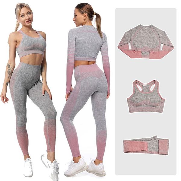 

seamless yoga set women sportswear gym workout clothes woman sports fitness sets bra crop long sleeve athletic leggings suit outfit
