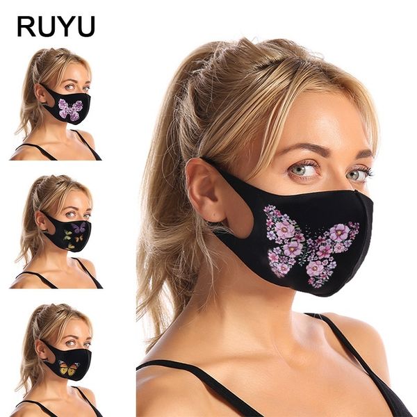 

dustproof creative color butterfly printing ear hanging cloth mask washable