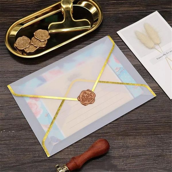 Novo Branco Envelopes Transluzen Bronzing Convite de Casamento Cartão Conjuntos de Presente Envoltório Envelope Armazenamento Presente Papel Saco de Papel LLD11985