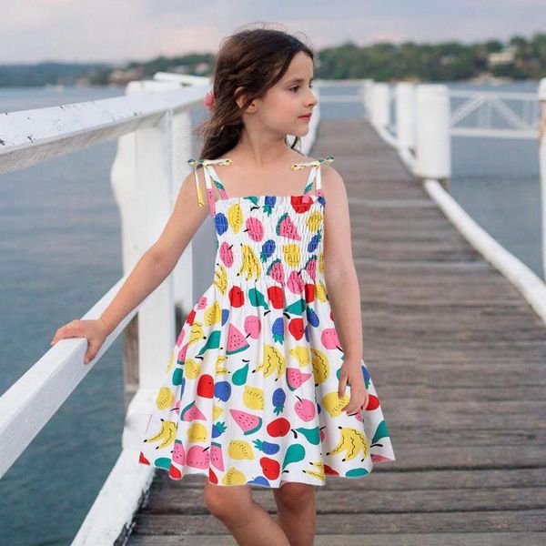 

girl's dresses summer dress toddler baby kids girls sleeveless strap beach lovely casual girl clothes vestido, Red;yellow