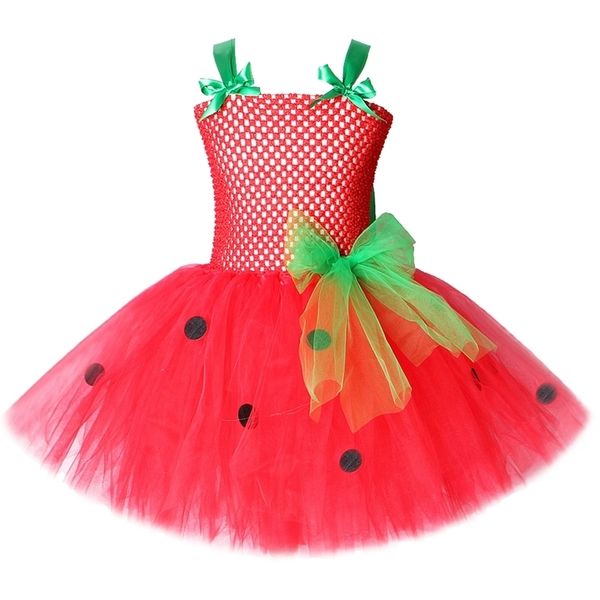 Neonate Tutu Dress Abiti da principessa fragola per bambini Costume di compleanno per bambina Anguria Costumi di Natale di Halloween Toddler 220314
