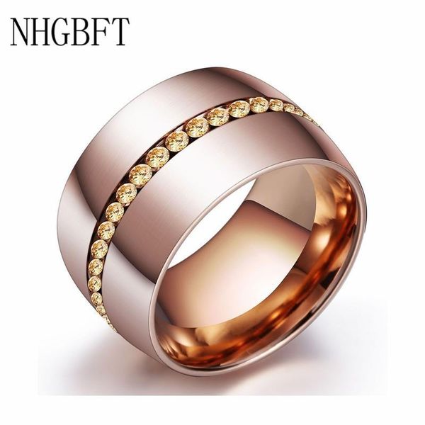 

wedding rings nhgbft rose gold color stainless steel ring for women engagement cz zircon female jewelry, Slivery;golden