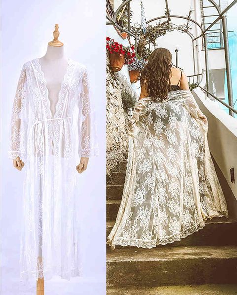 

women's cape holiday summer beach cover up lace sheer white long cardigan swimwear flare sleeve bohemian cover-ups outer 6cx0, Black