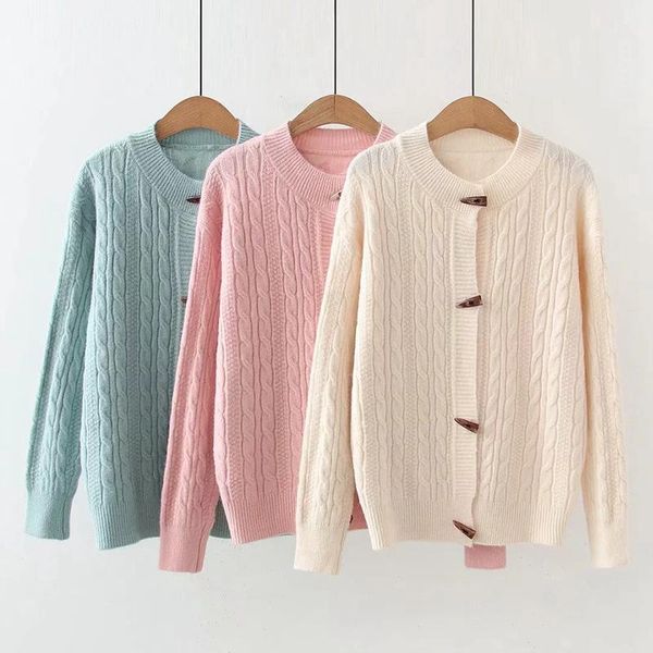 

women's knits & tees japanese vintage midi long-sleeved casual sweater coat cardigan autumn 2021 loose knitted jacket women, White