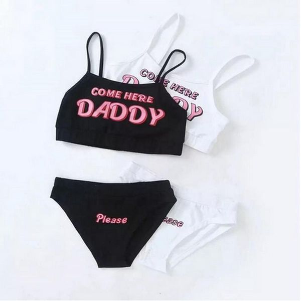 

bras sets womens lingerie spaghetti straps letter printed bandeau + panty pajama set nighties sleepwear dropping 2021, Red;black