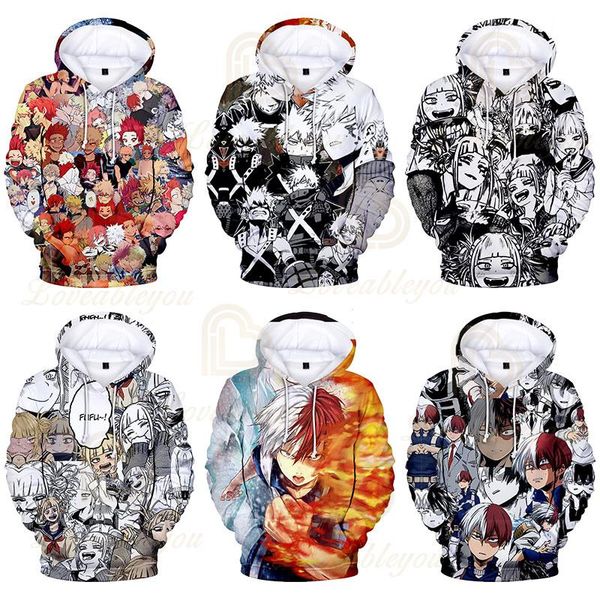 

men's hoodies & sweatshirts prowow gothic harajuku streetwear my hero academia men women long sleeve fashion anime boys girls, Black