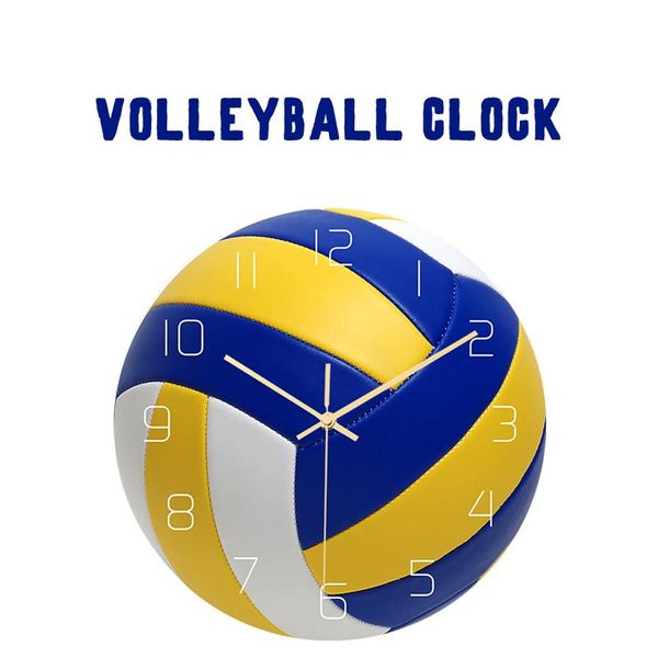 

round volleyball appearance wall clock mute home decoration living room quartz needle europe horloge clocks