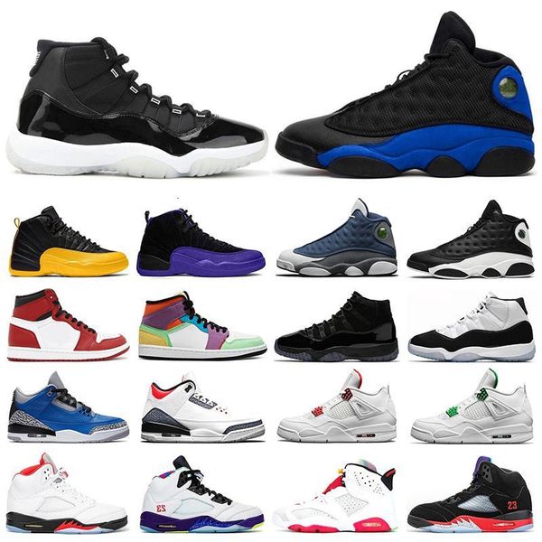

jumpman mens basketball shoes 13s hyper royal 12s 11s 25th anniversary dark concord 1s light smoke grey sport sneakers shoes 7 -13 em, Black