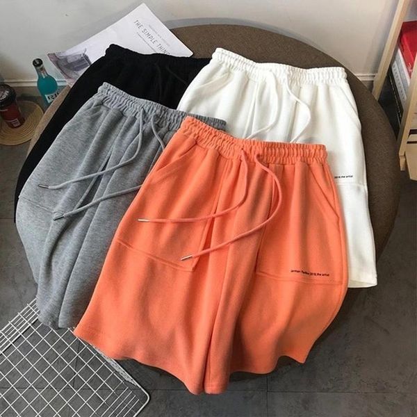 

women's shorts summer high waist female cycling sweatpants harajuku plus size cotton casual fashion letter loose korean women clothing, White;black