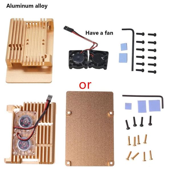 

electric fans aluminum alloy enclosure case metal shell black box radiating plate heatsink cooler for raspberry pi 4