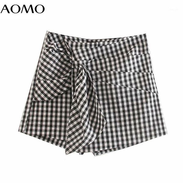 

women elegant plaid shorts tassels decorate bow pleated female retro casual pantalones 4m335a women's, White;black