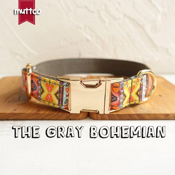 

dog collars & leashes 10pcs/lot muttco self-design pleasing collar the gray bohemian unique folk style and 5 sizes udc051j