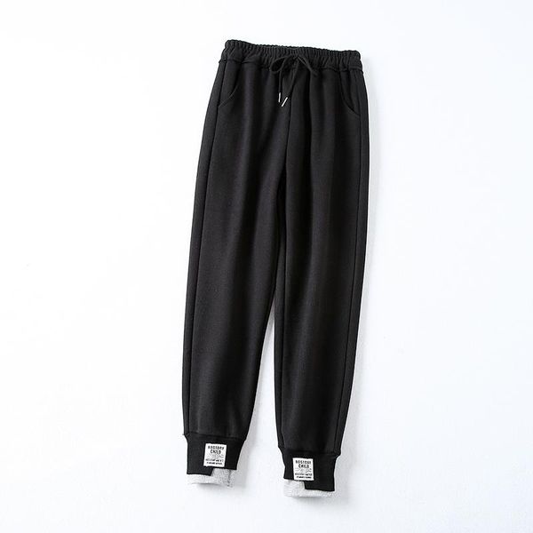 

women's pants & capris hair ring cloth pull rope loose high waist sports casual nine quarterback autumn and winter tie female, Black;white