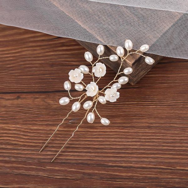 

chinese traditional classic style hairpins decor with pearl and flower elegant exquisite jewlery accessories for bridal wedding hair clips &, Golden;silver