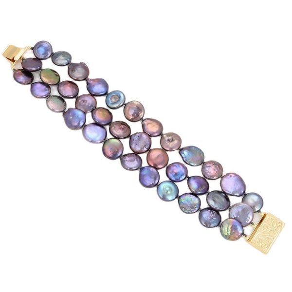

beaded, strands jk 3 13mm natural black coin keshi pearl bracelet for women