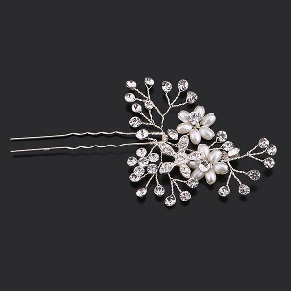 

hair clips & barrettes forseven rhinestone pearl sticks headpiece hairpin bridal tiara head piece pin women wedding jewelry accessories, Golden;silver