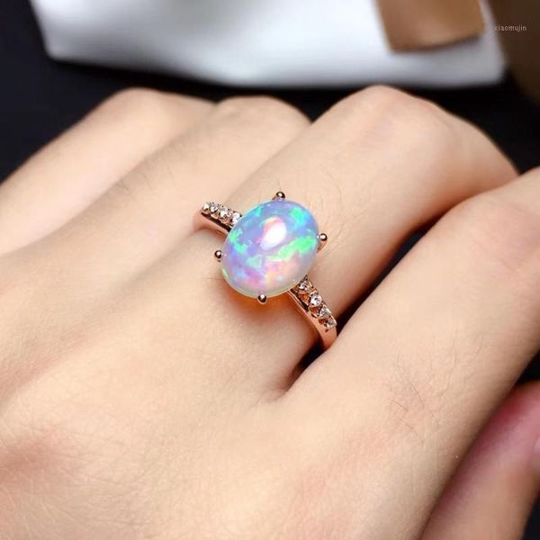 

cluster rings arrival natural real design opal ring 925 sterling silver classical, Golden;silver