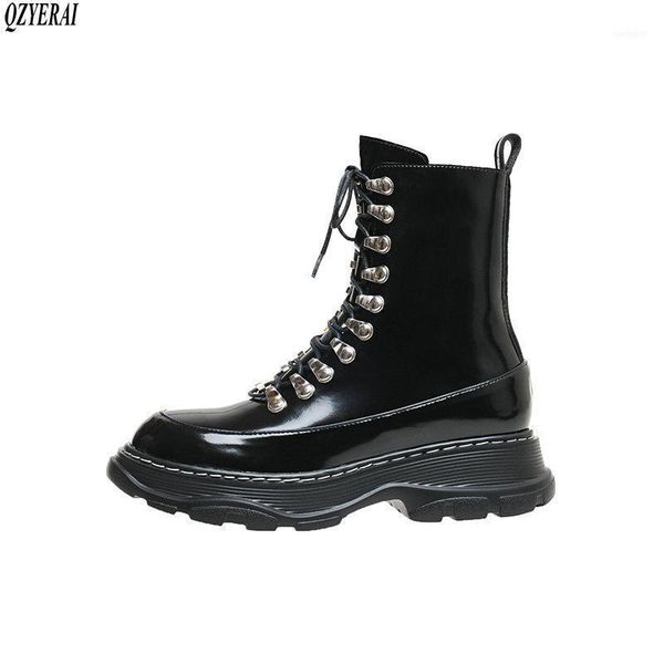 

boots qzyerai style genuine leather female leisure fashion women's cowhide shoes11, Black