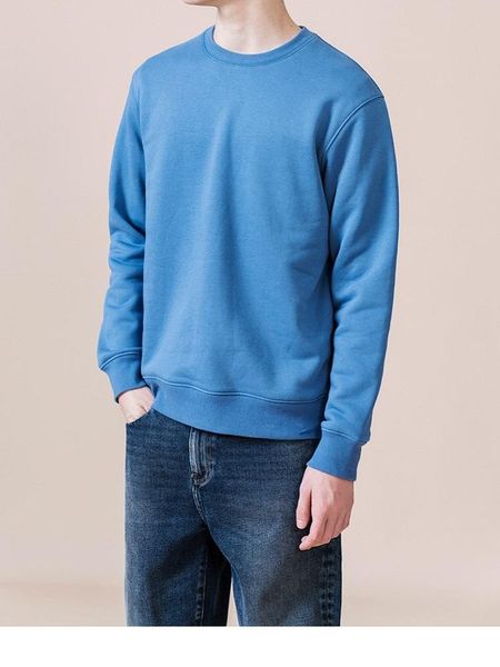 

men's hoodies & sweatshirts caida round neck sweater loose thick solid color cotton autumn and winter 2021 drop, Black