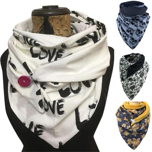 

scarves fashion retro female winter warm floral print button women wrap stoles ladies autumn windy neck shawl scarf, Blue;gray