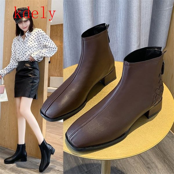 

boots martin boots women 's autumn square toe back zipper short 's thick heel 8qku, Black