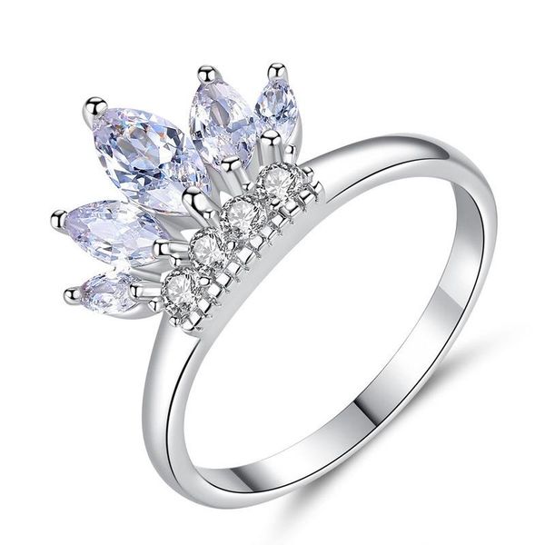 

wedding rings creative crown zircon ring female cute girl day gift for girlfriend fashion jewelry, Slivery;golden