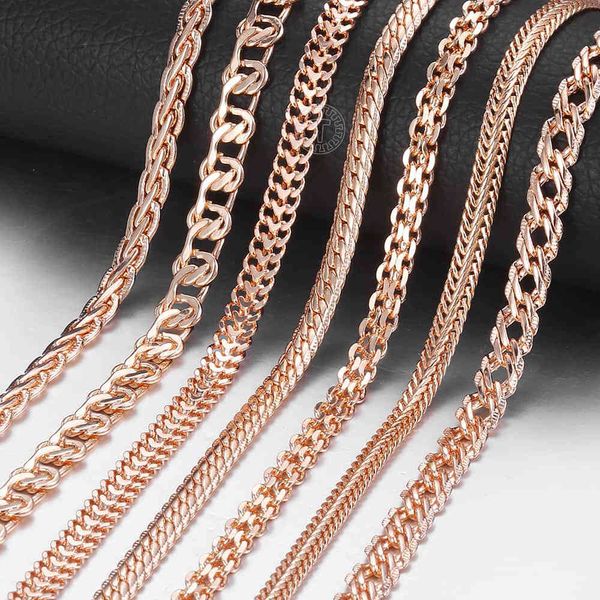 

necklaces pendants vintage for women men 585 rose gold venitian curb snail foxtail link chains fashion jewelry 50cm 60cm cnn1, Silver