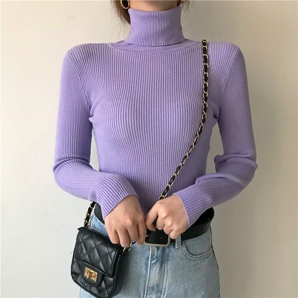 

women's sweaters autumn winter sweater 2021 pullovers women long sleeve casual warm basic turtleneck female knit jumpers top, White;black