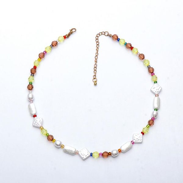 

chokers handmade beach simulated pearl necklace boho beads 2021 fashion jewelry choker for women ladies collar, Golden;silver