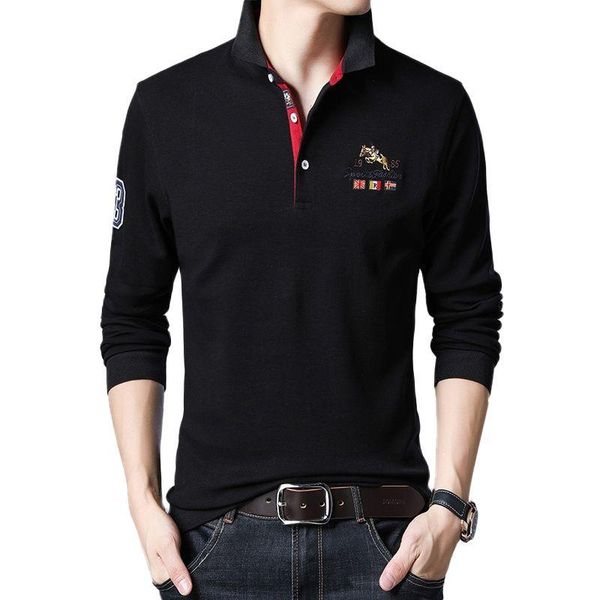 

men's polos 2021 high end fashion brand mens designer embroidery shirt british style quality casual long sleeve men clothing, White;black