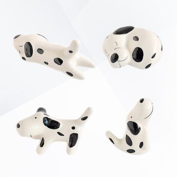 

4pcs spotted dog ceramic chopsticks rest japanese style stand rack fork holder