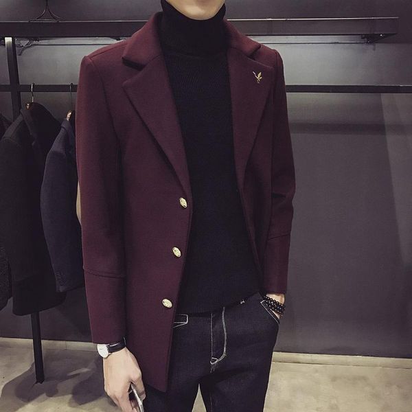 

men's jackets winter trench coat autumn casual woolen jacket self-cultivation spring, Black;brown