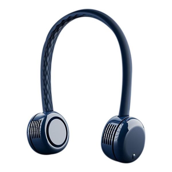 

electric fans personal fan hand neck bladeless - usb rechargeable portable headphone design wearable neckband blue