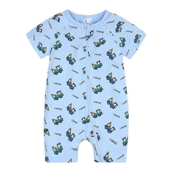 

summer children's clothing baby boys girls ropmers cartoon short sleeve babies oreralls and jumpsuits soft pajamas, Blue