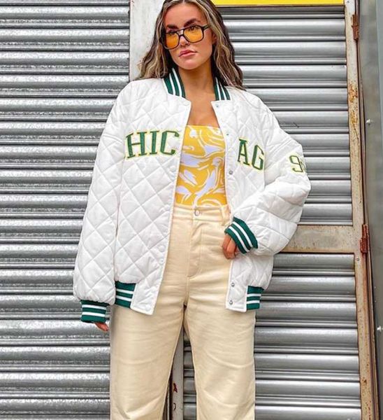 

women's jackets fall/winter baseball uniform letter embroidered coat quilted warm slim cotton-padded jacket, Black;brown