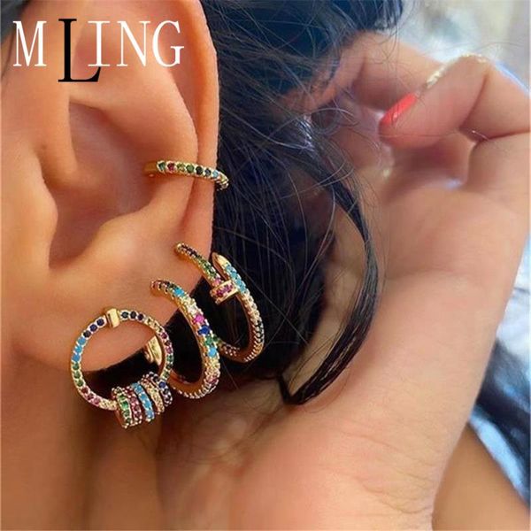 

pcs/set vintage gold alloy colorful crystal stud earrings set fashion geometric round c shape for women, Golden;silver