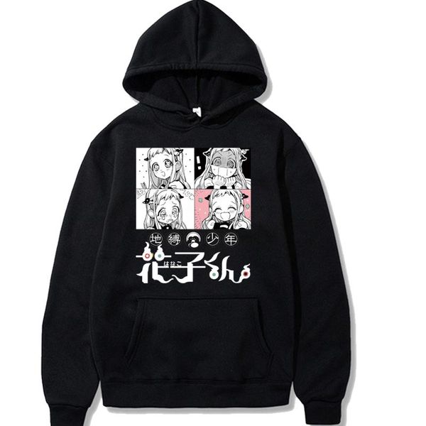 

anime toilet-bound hanako-kun hoodies pullovers with pockets streetwear sweatshirts women's &, Black