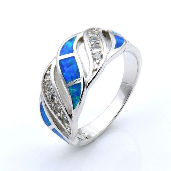 

wedding rings grace blue fire opal ring with cz for party, Slivery;golden