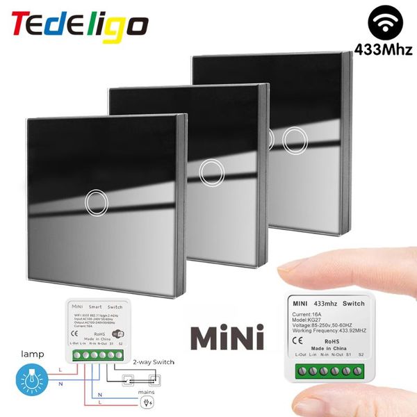 

smart home control rf wireless wall touch switch transmitter and 433mhz light 220v timer module supports 2 way circuit breaker for led