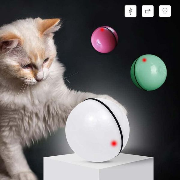 

cat toys pet dog toy led light auto rolling flash ball usb charging smart jumping chasing funny