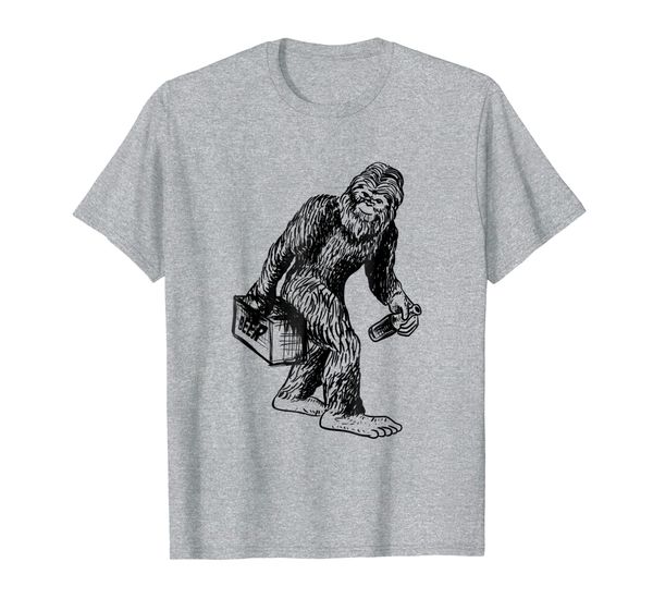 

bigfoot bringing beer funny drunk sasquatch drinking t shirt, White;black