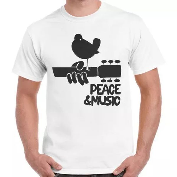 

woodstock music festival peace 1969 retro t shirt 637, White;black