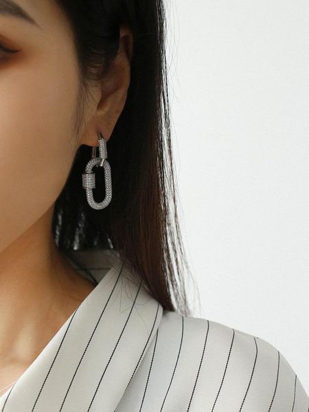 

timeless wonder stunning geo zirconia hoop earrings women jewelry goth boho trendy designer detachable ins runway date 4636 & huggie, Golden;silver