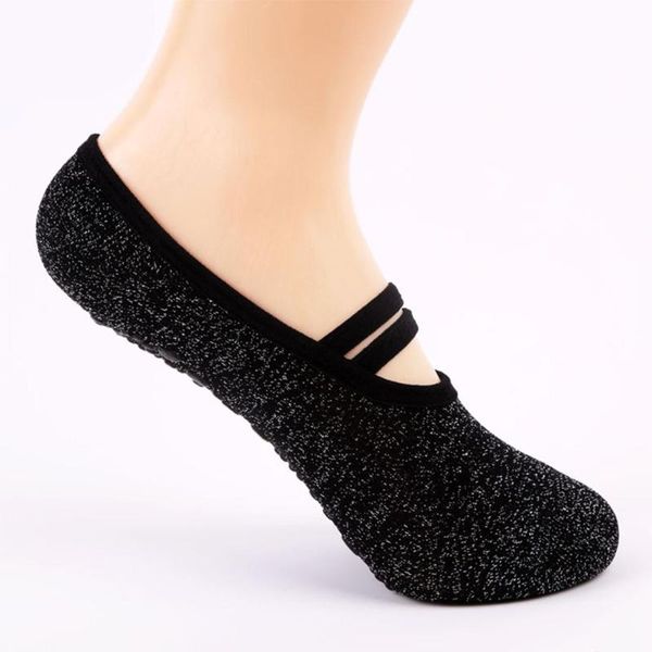 

sports socks 1 pair womens non skid breathable low cut backless barre for studio yoga pilates, Black
