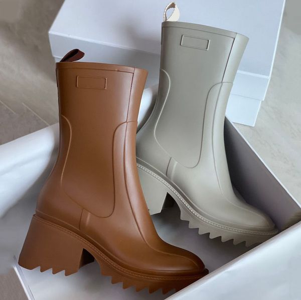 

betty rain boot women pvc boots designer platform shoes fur beeled high heels knee-high tall booties waterproof welly rubber soles outdoor r, Black