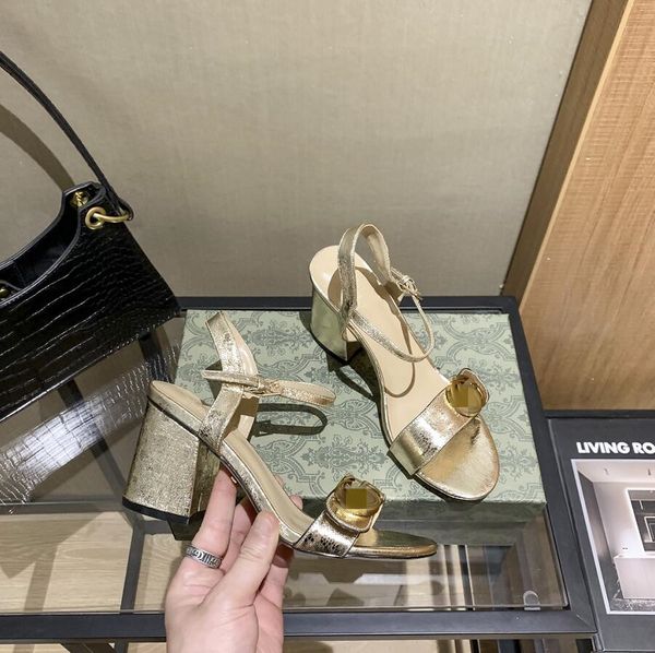 

branded classic high heeled sandals coarse heel leather woman shoes metal buckle parties high heels belt buckle lady sandals size 34-41, Black