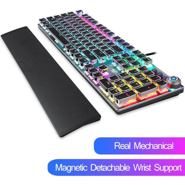 

real mechanical keyboard gaming competition notebook deskcomputer wired punk detachable wrist support multimedia keyboards