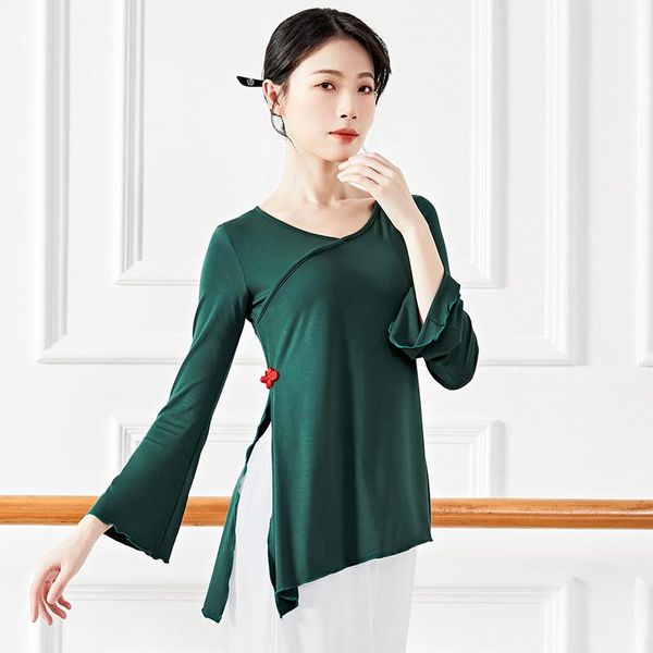 

men's sweaters dancer's song classical dance practice clothes long sleeve chinese modal split fork art examination, White;black